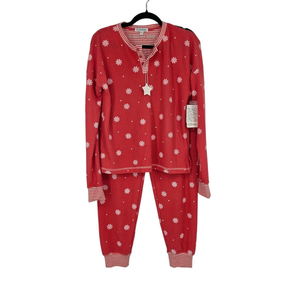 NWT P.J. Salvage Red Snowflake Ski Jammie Classics Printed Pajama Set Size XS